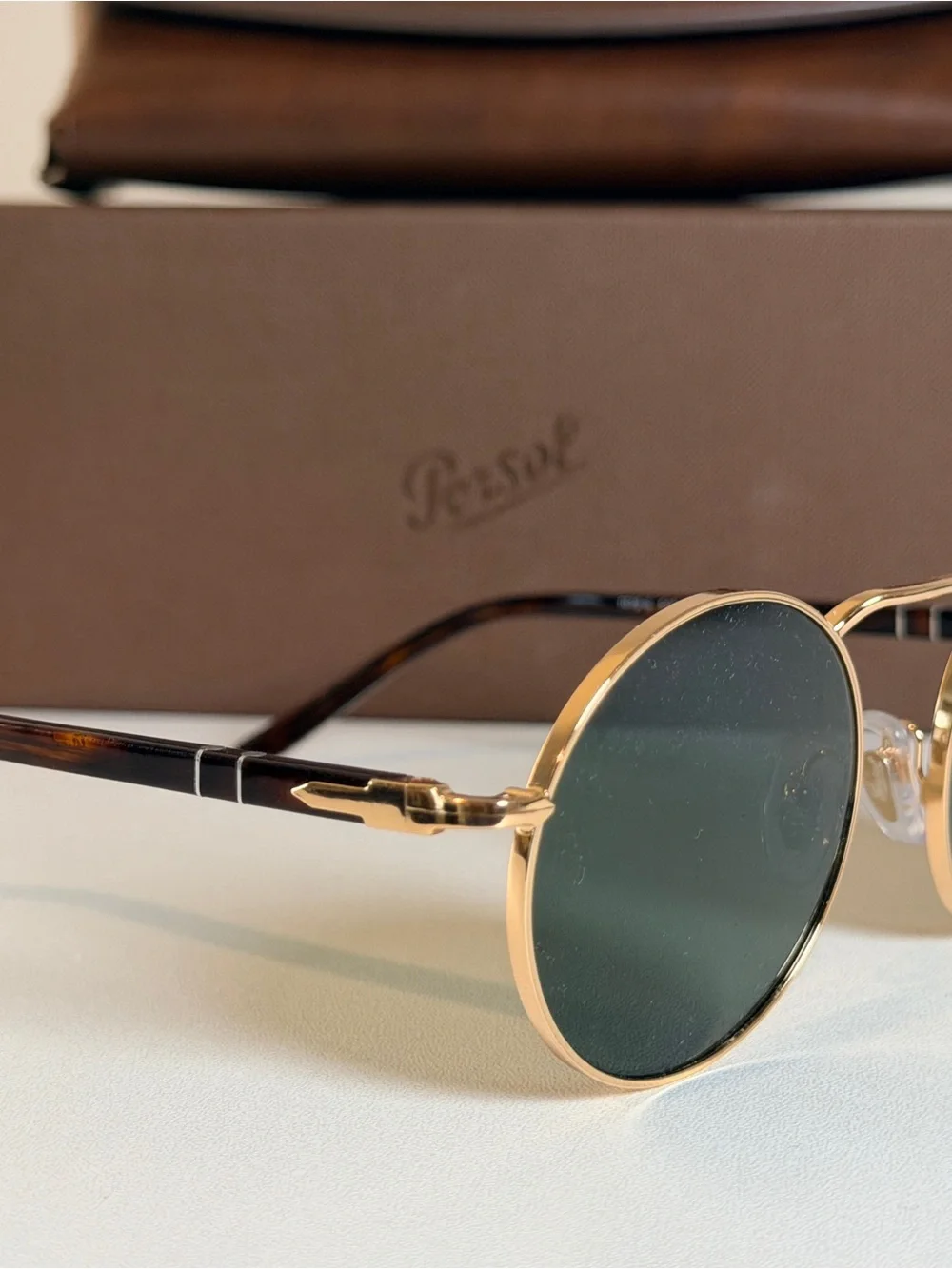 Persol Gold Round Sunglasses Havana